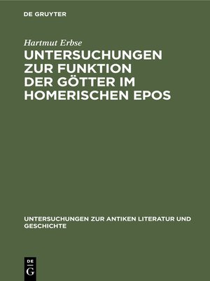 cover image of Untersuchungen zur Funktion der Götter im homerischen Epos